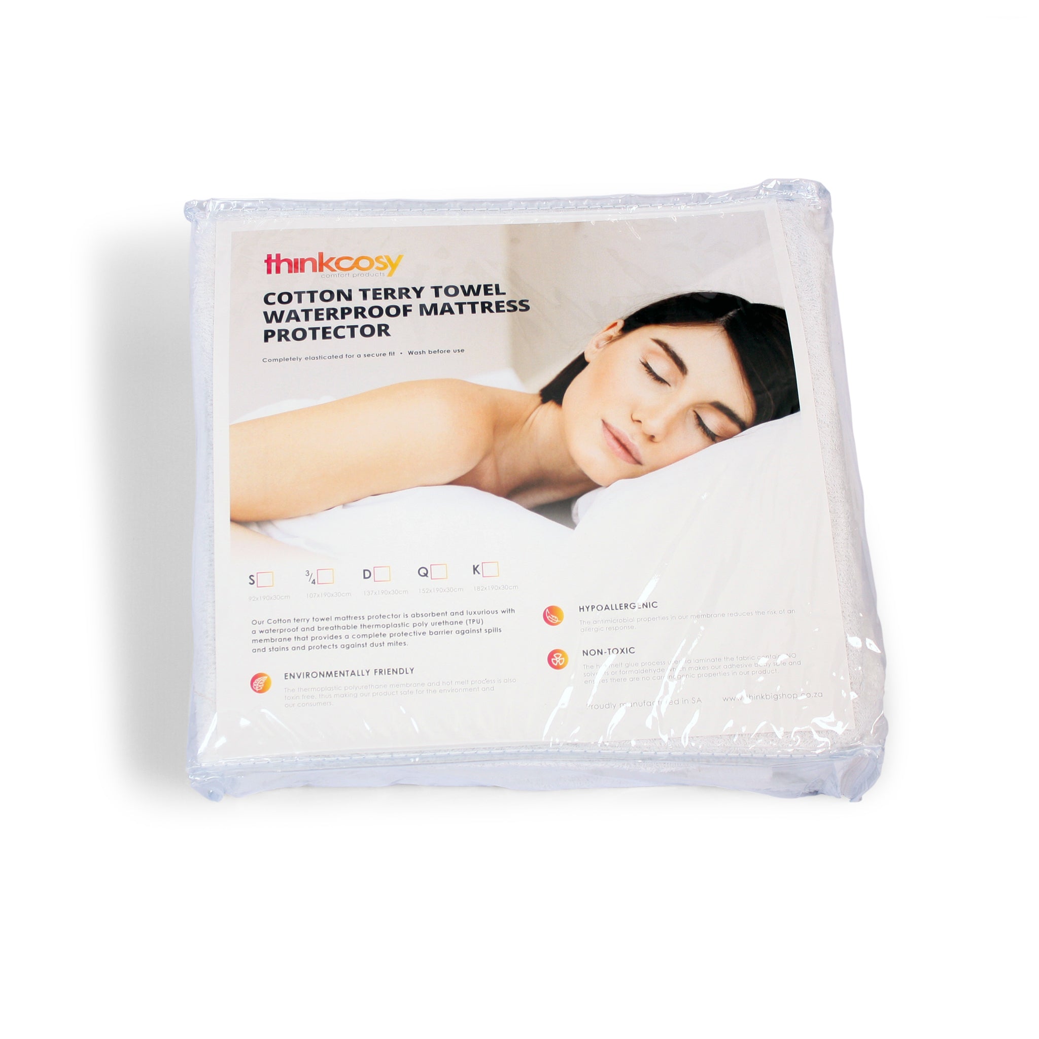 Cotton Terry Towel Waterproof Mattress Protector - ThinkCosy - Extra Length