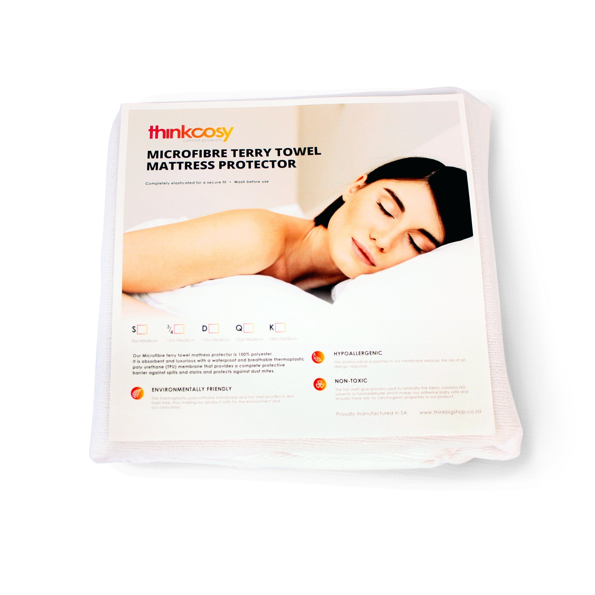 Microfibre Terry Towel Waterproof Mattress Protector -ThinkCosy - Extra Length