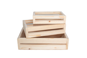 Storage Box Set – Wooden (Raw Pine)