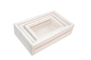 Storage Box Set – Wooden (Whitewashed Pine)